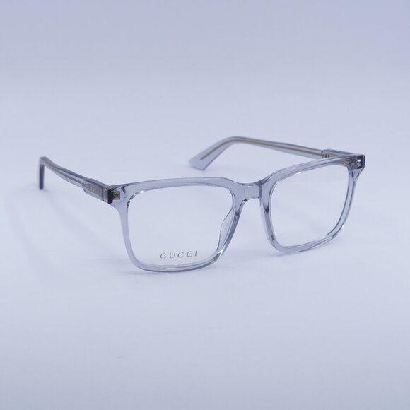Gucci GG1120O 005 Eyeglasses Transparent Blue 55mm Square Frame - Picture 1 of 10
